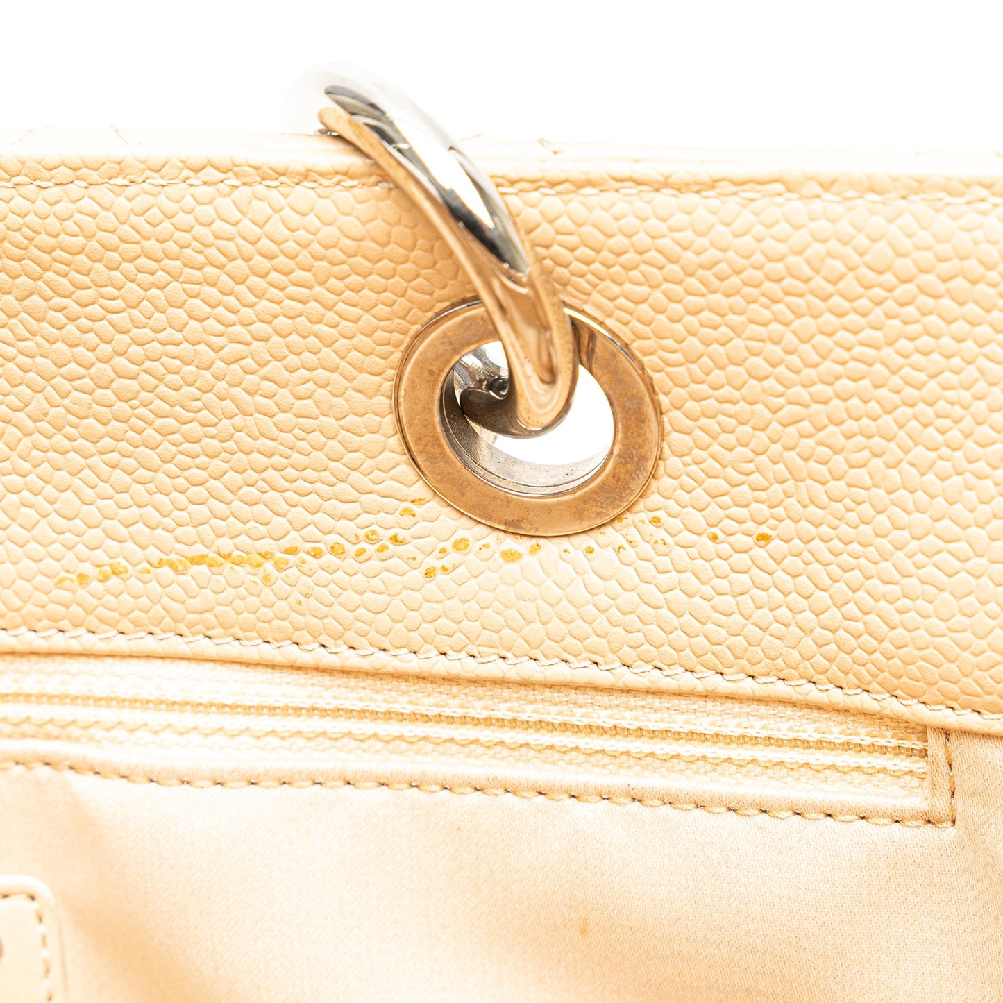 Beige Chanel Caviar Grand Shopping Tote