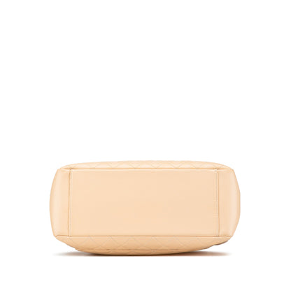 Beige Chanel Caviar Grand Shopping Tote