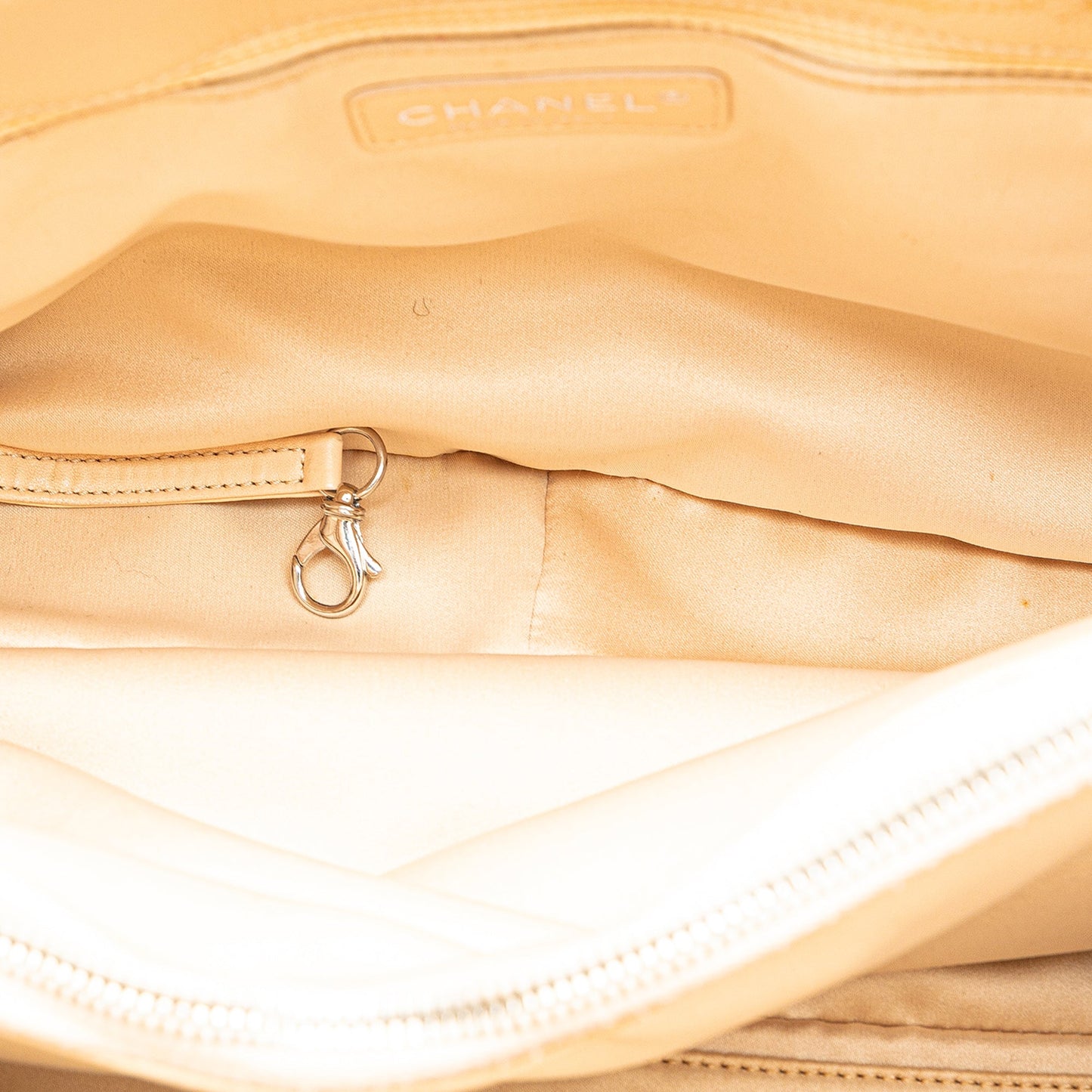 Beige Chanel Caviar Grand Shopping Tote