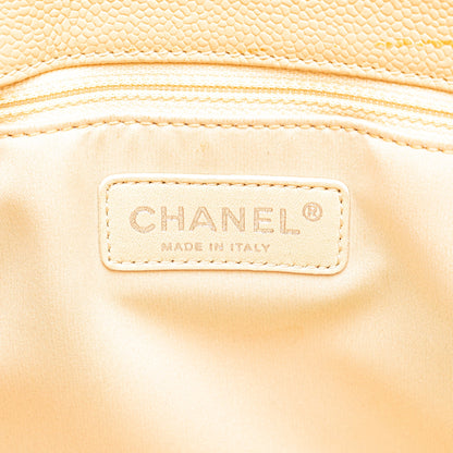 Beige Chanel Caviar Grand Shopping Tote