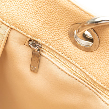 Beige Chanel Caviar Grand Shopping Tote