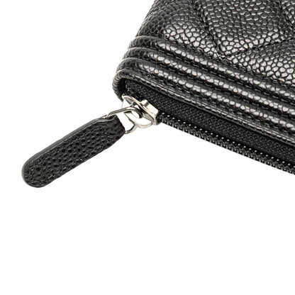 Black Chanel Caviar Boy Long Zip Around Wallet
