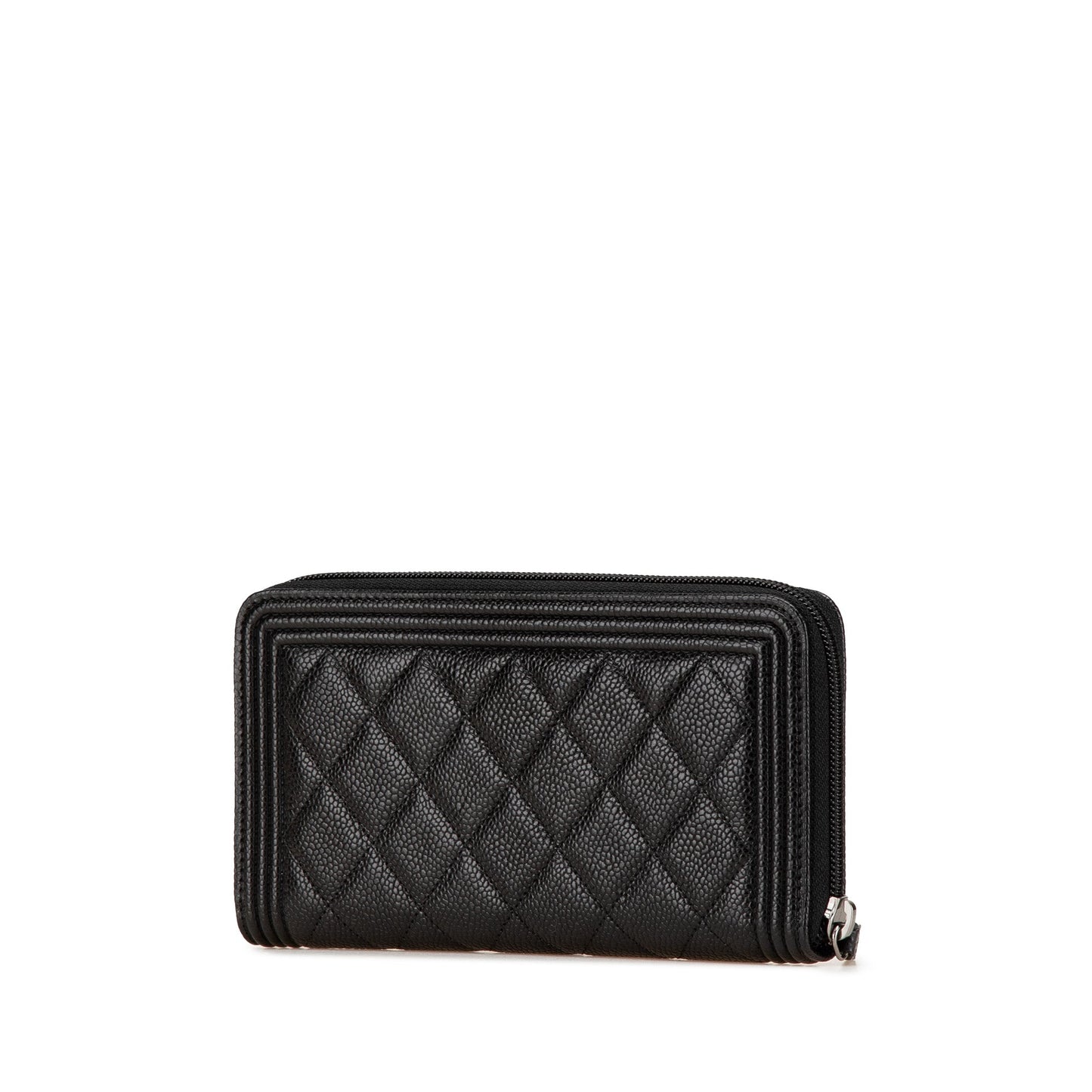 Black Chanel Caviar Boy Long Zip Around Wallet