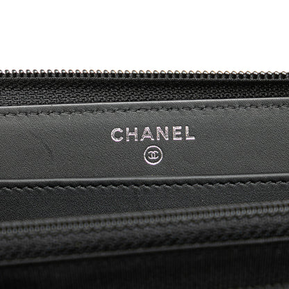Black Chanel Caviar Boy Long Zip Around Wallet