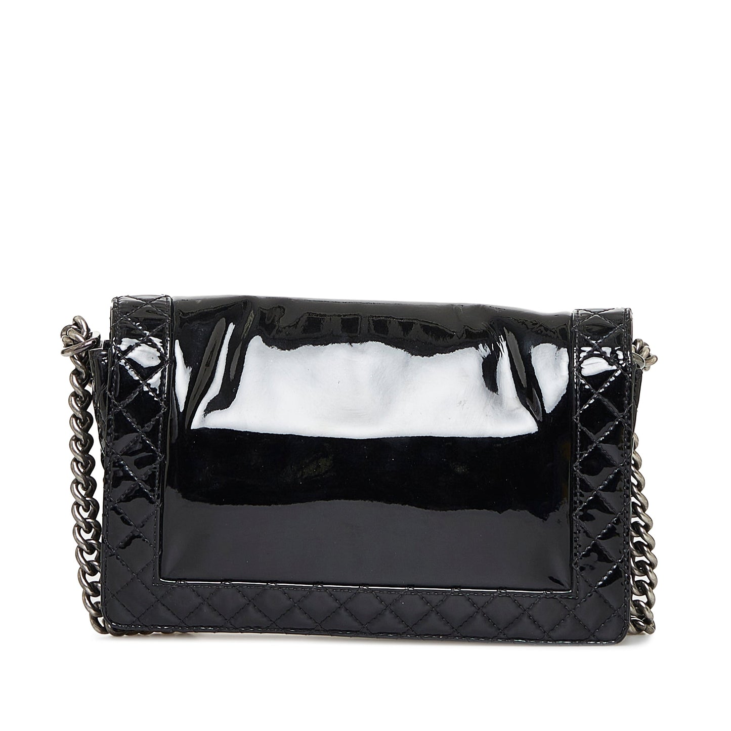 Black Chanel Medium Patent Reverso Boy Flap Crossbody Bag