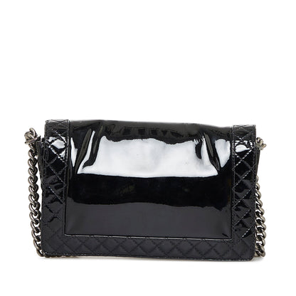 Black Chanel Medium Patent Reverso Boy Flap Crossbody Bag