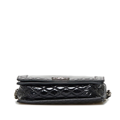 Black Chanel Medium Patent Reverso Boy Flap Crossbody Bag