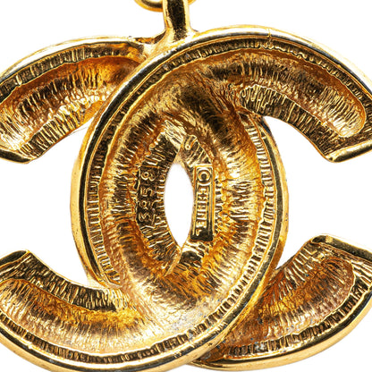 Gold Chanel Gold Plated CC Quilted Pendant Necklace
