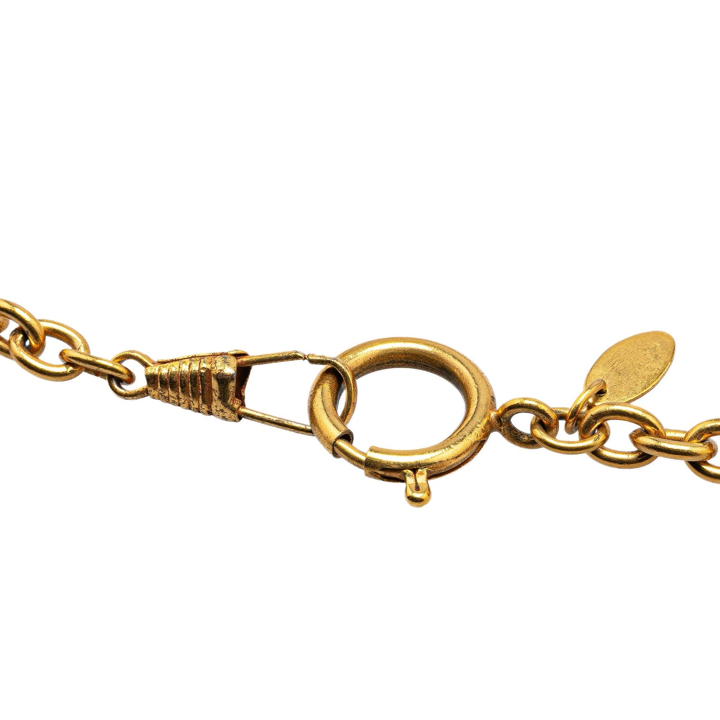 Gold Chanel Gold Plated CC Quilted Pendant Necklace