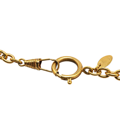Gold Chanel Gold Plated CC Quilted Pendant Necklace