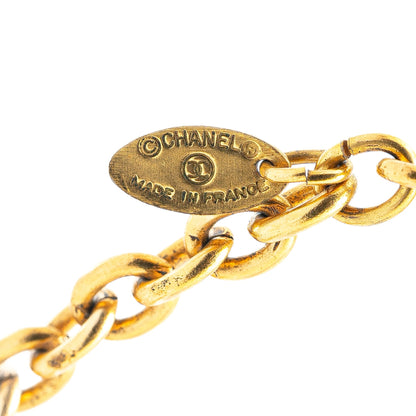 Gold Chanel Gold Plated CC Quilted Pendant Necklace