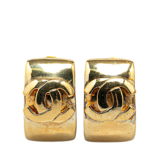 Gold Chanel Gold Plated CC Clip On Earrings
