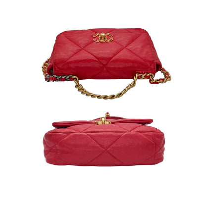 Chanel 19 Lambskin Quilted Medium Flap Bag Red