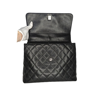 Chanel Vintage Caviar Quilted Kelly Top Handle Bag