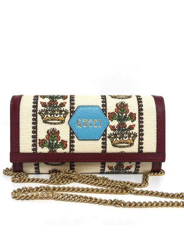 Gucci 100 Centennial Floral Crown Chain Cross Long Wallet
