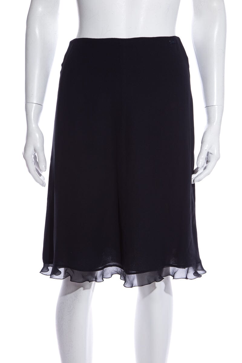 Chanel  '01 Navy Ruffle Hem Skirt SZ 36