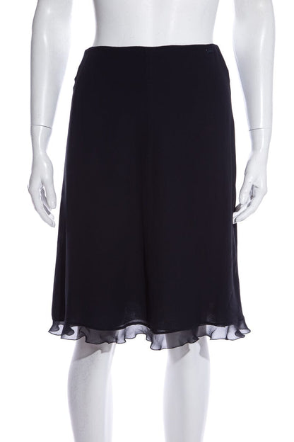 Chanel  '01 Navy Ruffle Hem Skirt SZ 36