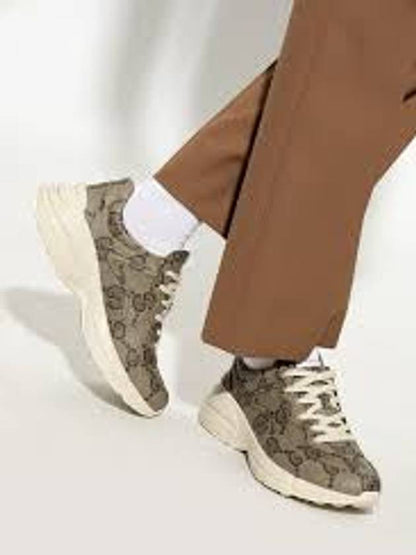 Gucci 100 GG Supreme Rhyton Low Top Sneakers Beige