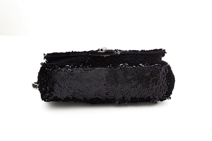Chanel Black Sequin 2013/14 Single Flap Handbag