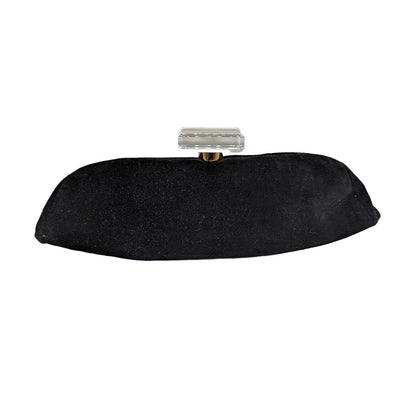 Chanel Vintage Velvet Gold Plexiglass Kiss-Lock Frame Clutch