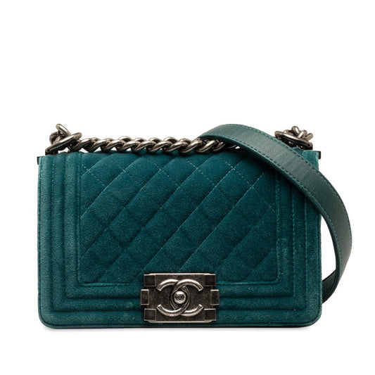 Chanel Suede Boy Mini Crossbody Bag Green
