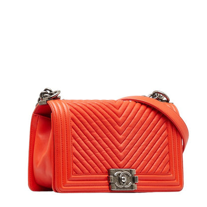 Chanel Boy Shoulder Bag Red Lambskin