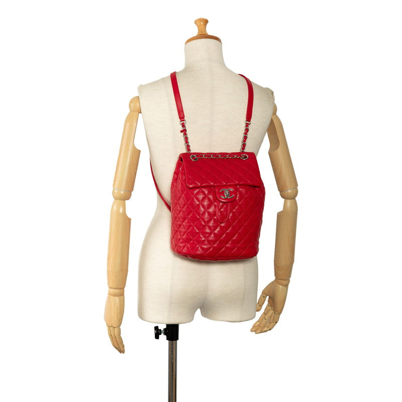 Chanel Matelasse Coco Mark Lambskin Backpack Red