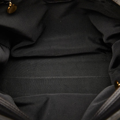 Chanel Coco Mark Leather Tote Bag Black Gold
