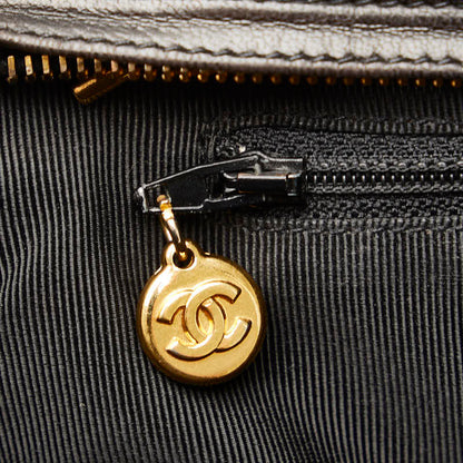 Chanel Coco Mark Leather Tote Bag Black Gold