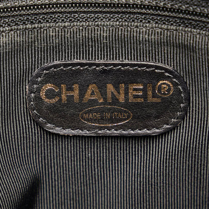 Chanel Coco Mark Leather Tote Bag Black Gold