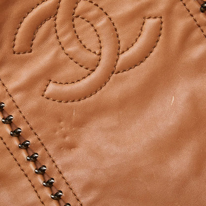 Chanel Leather Coco Mark Tote Bag Beige Brown