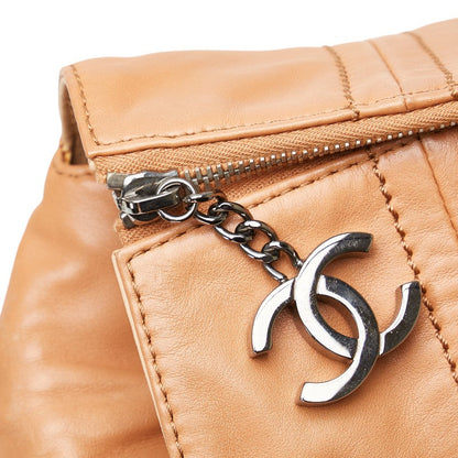 Chanel Leather Coco Mark Tote Bag Beige Brown