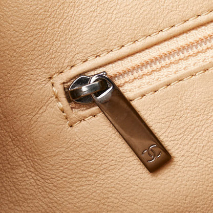 Chanel Leather Coco Mark Tote Bag Beige Brown