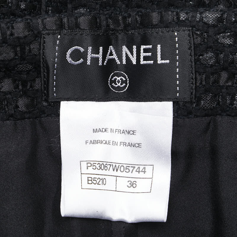 Chanel Tweed Jacket Pants Set 38 Black