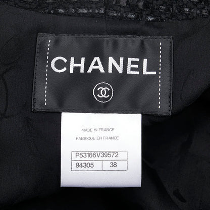 Chanel Tweed Jacket Pants Set 38 Black