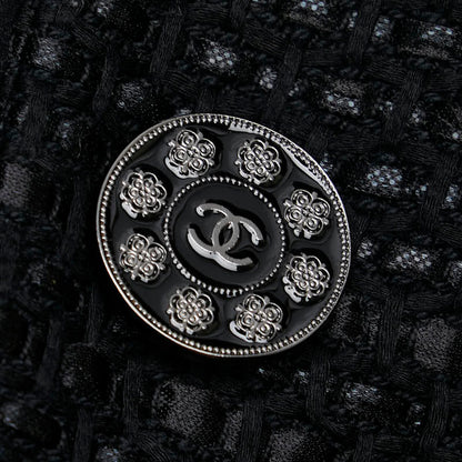 Chanel Tweed Jacket Pants Set 38 Black