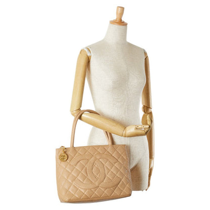 Chanel Caviar Skin Matelasse Tote Bag Beige