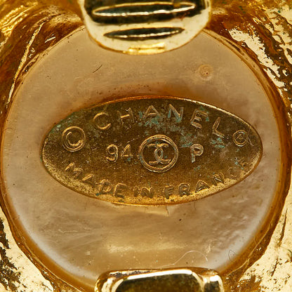 Chanel Vintage Coco Mark Pearl Clip Earrings