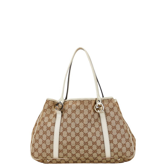 Gucci Canvas Leather Double G Tote Bag