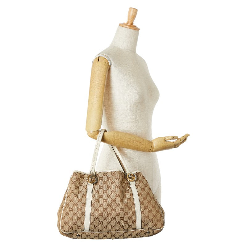 Gucci Canvas Leather Double G Tote Bag