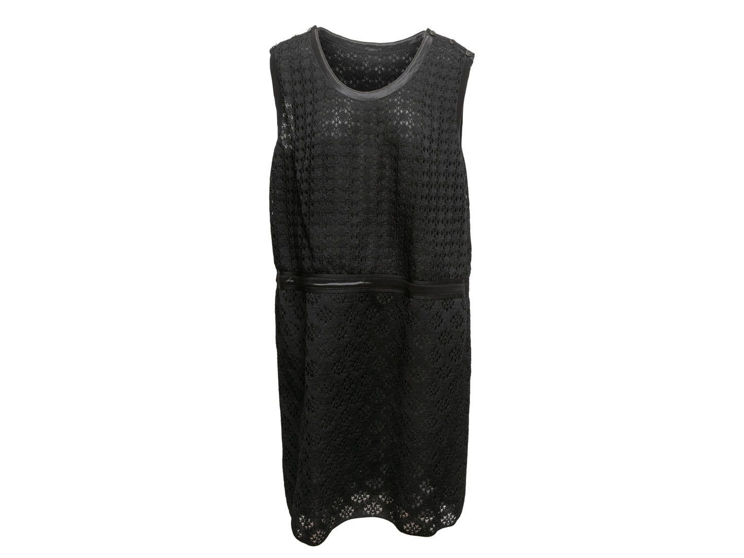 Black Chanel 2013 Silk Semi-Sheer Sleeveless Dress Size FR 50
