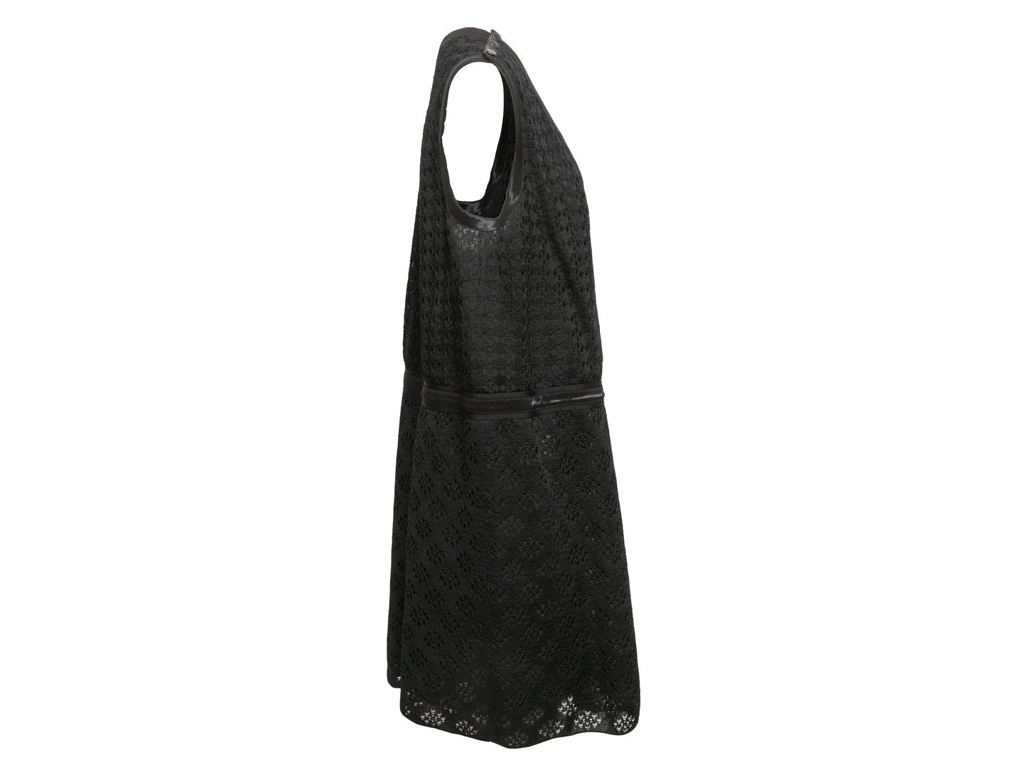 Black Chanel 2013 Silk Semi-Sheer Sleeveless Dress Size FR 50