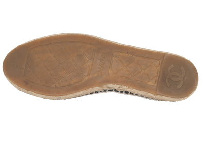 Black Chanel Leather CC Espadrille Flats Size 36