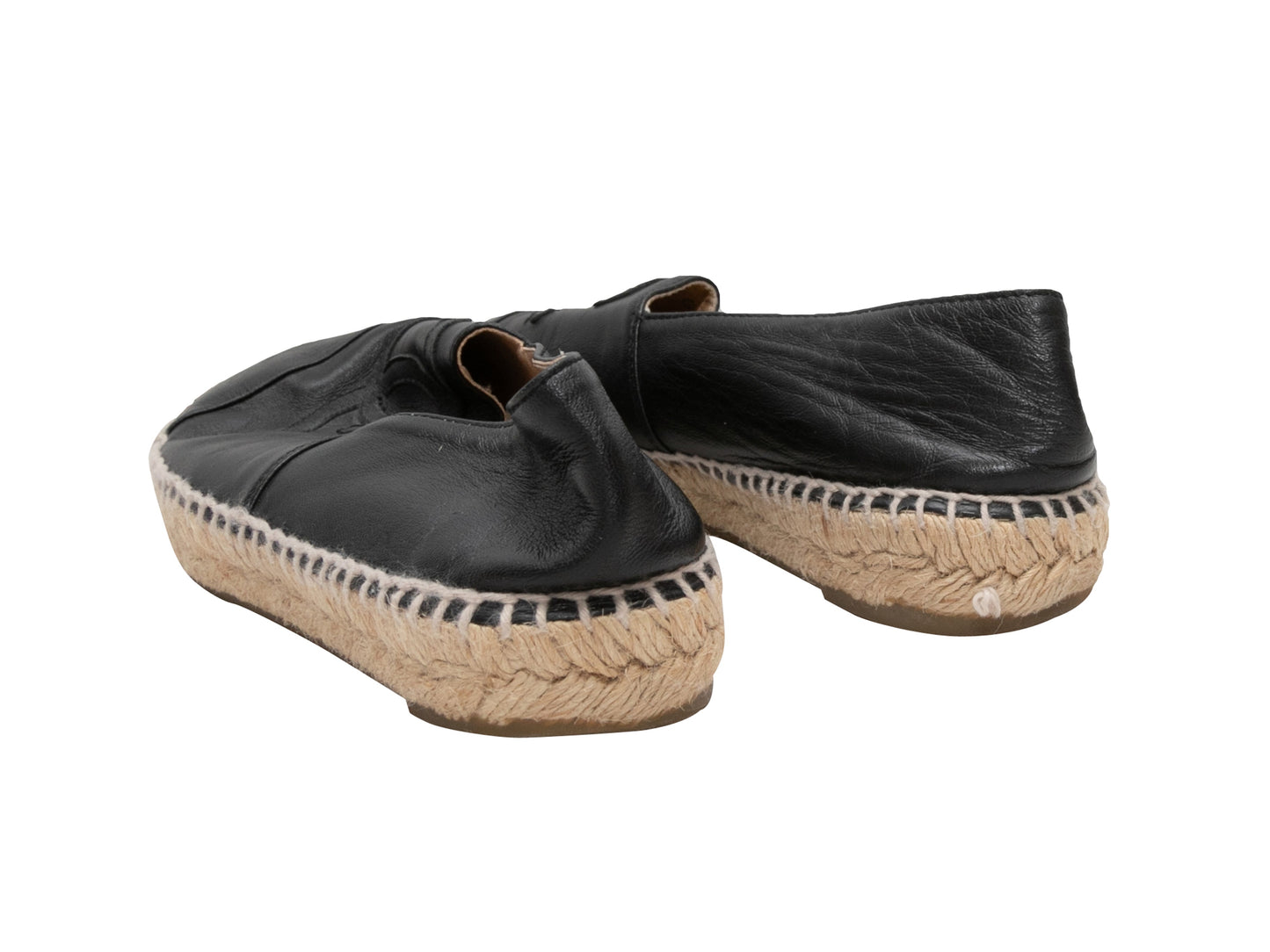 Black Chanel Leather CC Espadrille Flats Size 36