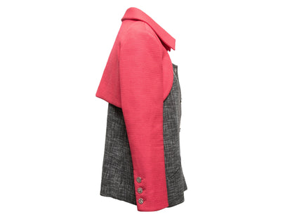 Grey & Pink Chanel Color Block Blazer Size FR 46