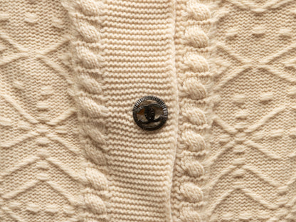 Cream & Navy Chanel Textured Cashmere Cardigan Size FR 46