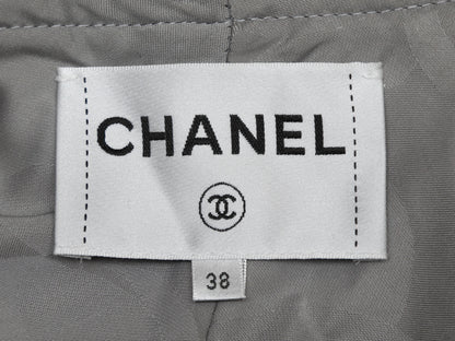 Grey & Silver Chanel Cotton Tweed Jacket Size FR 38
