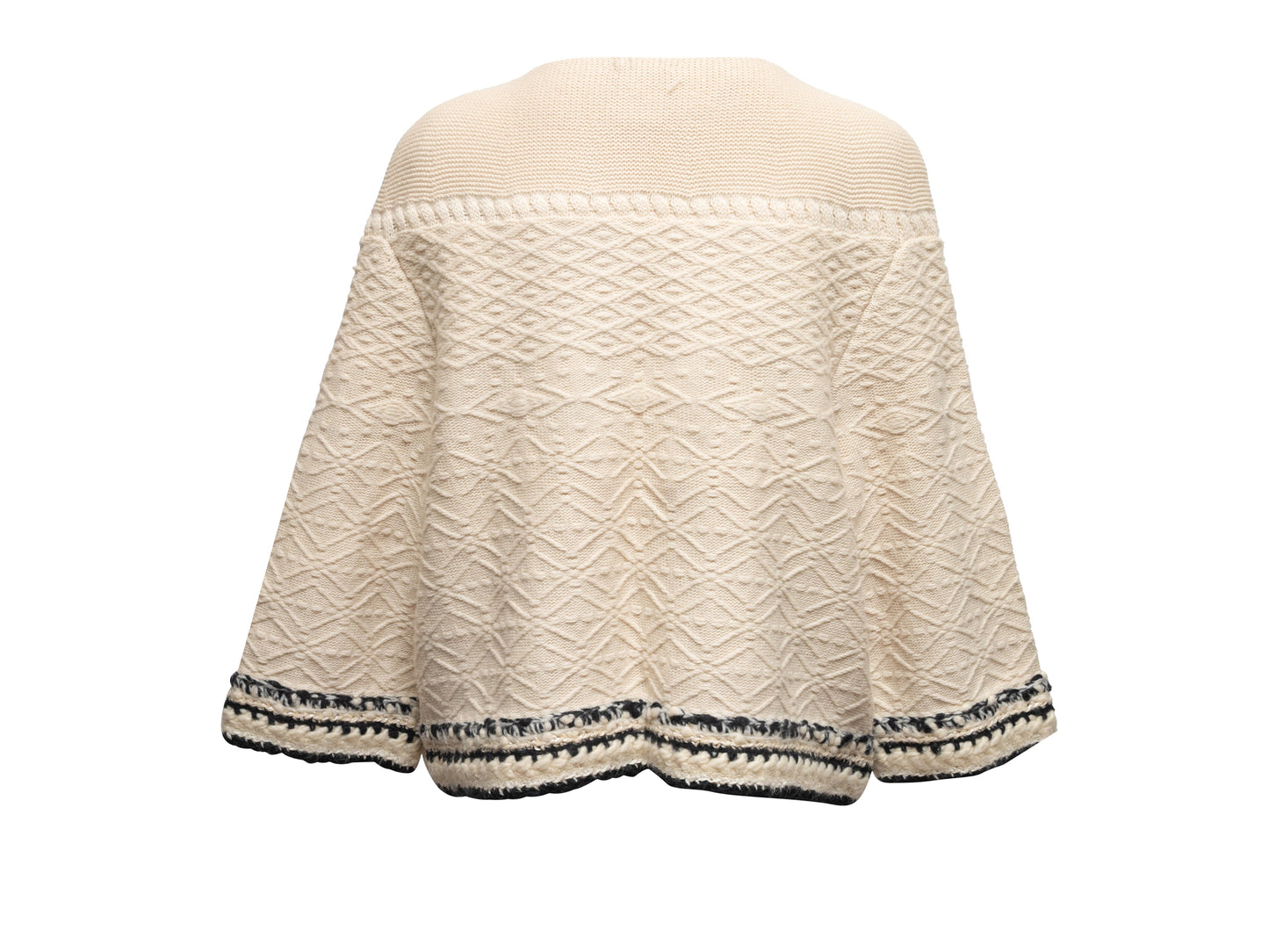 Cream & Navy Chanel Textured Cashmere Cardigan Size FR 46