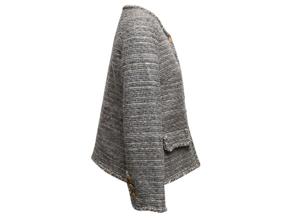 Grey & Silver Chanel Cotton Tweed Jacket Size FR 38