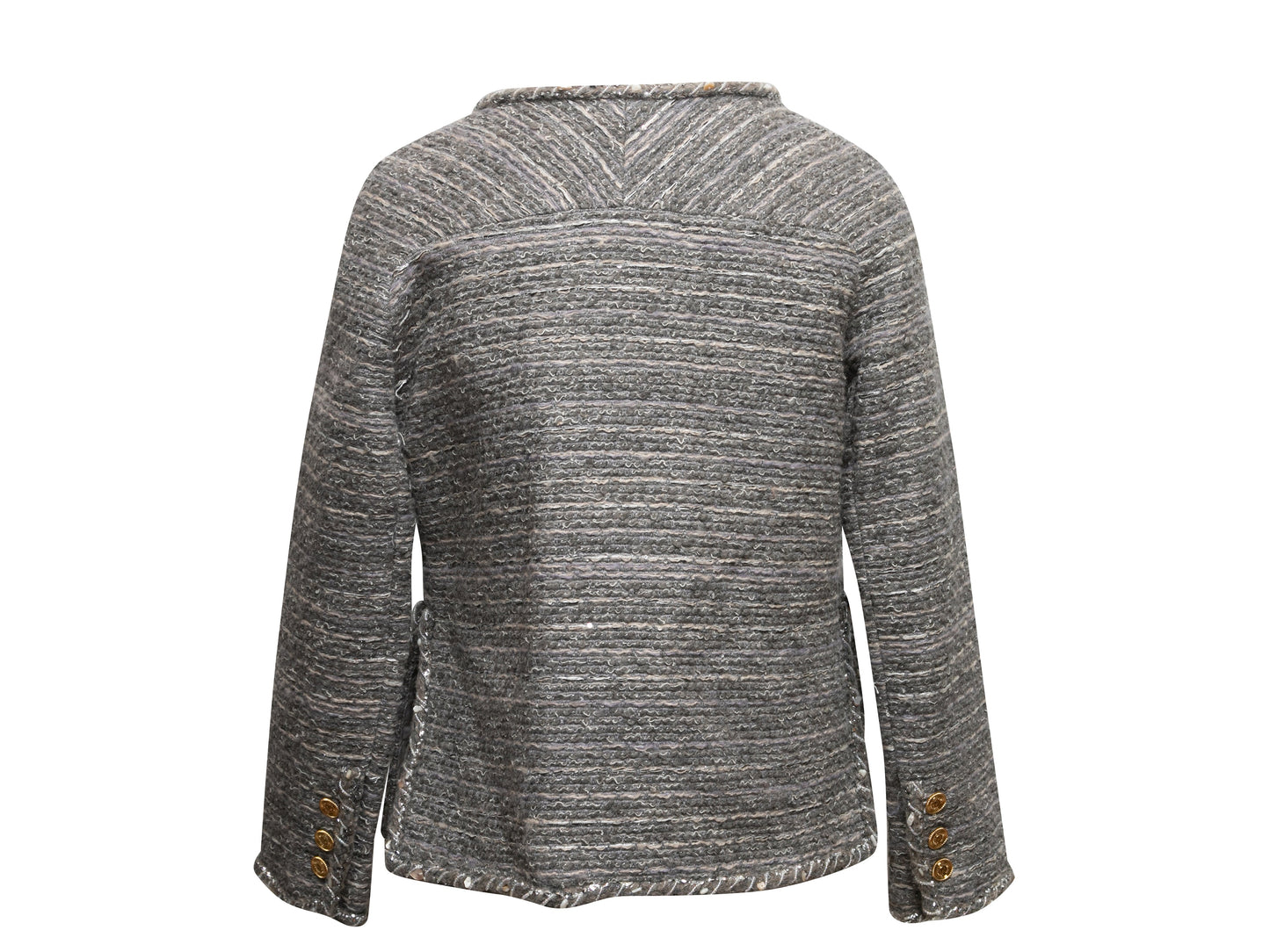 Grey & Silver Chanel Cotton Tweed Jacket Size FR 38